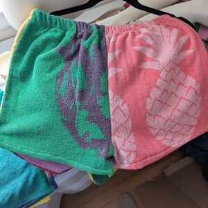 Terry Cloth Colorful Pineapple Patterned Shorts